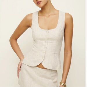 Delanie Linen Top in Oatmeal size 0